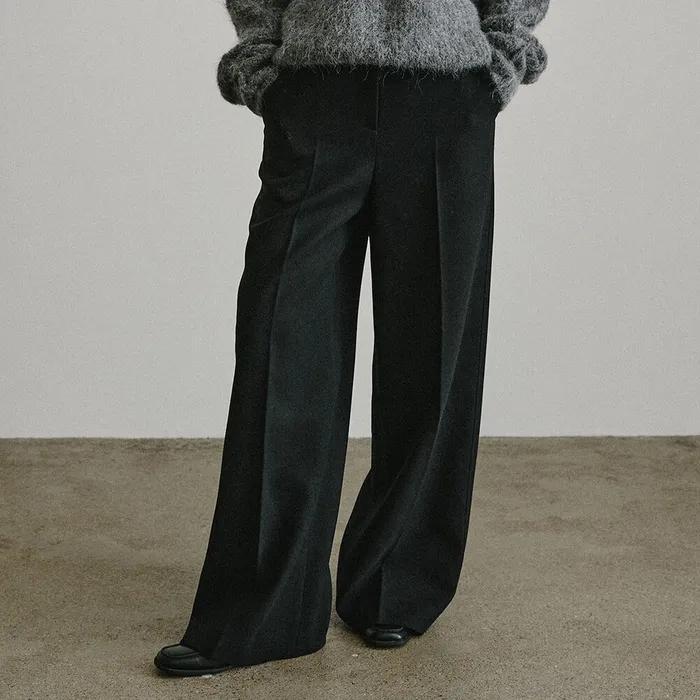 데일리 울 와이드 팬츠_BLACK