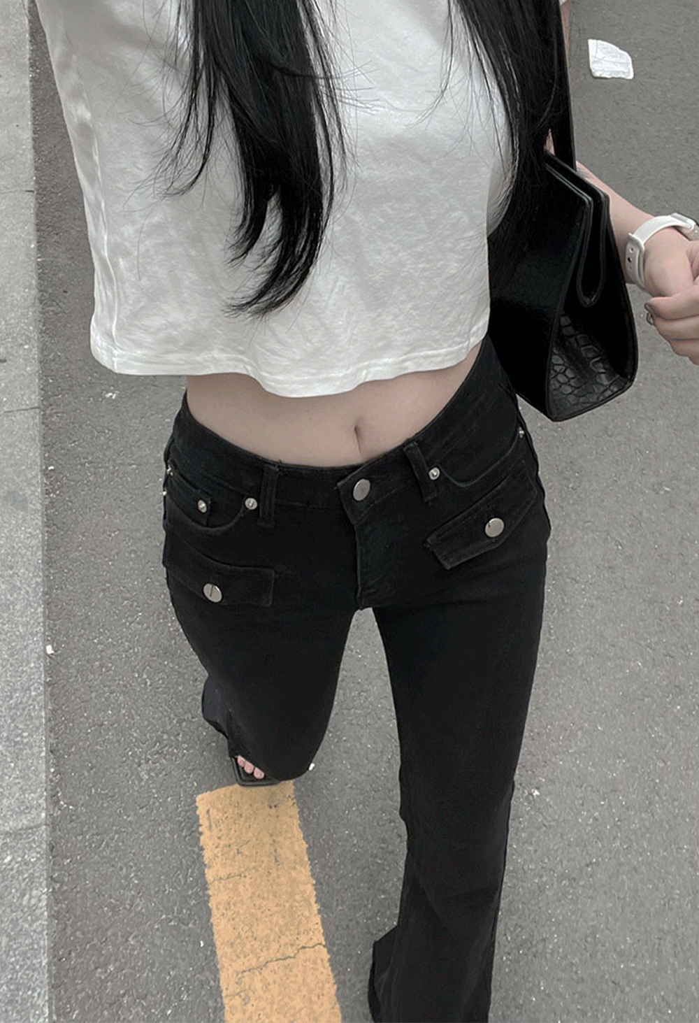 pelvic fit pocket bootcut denim