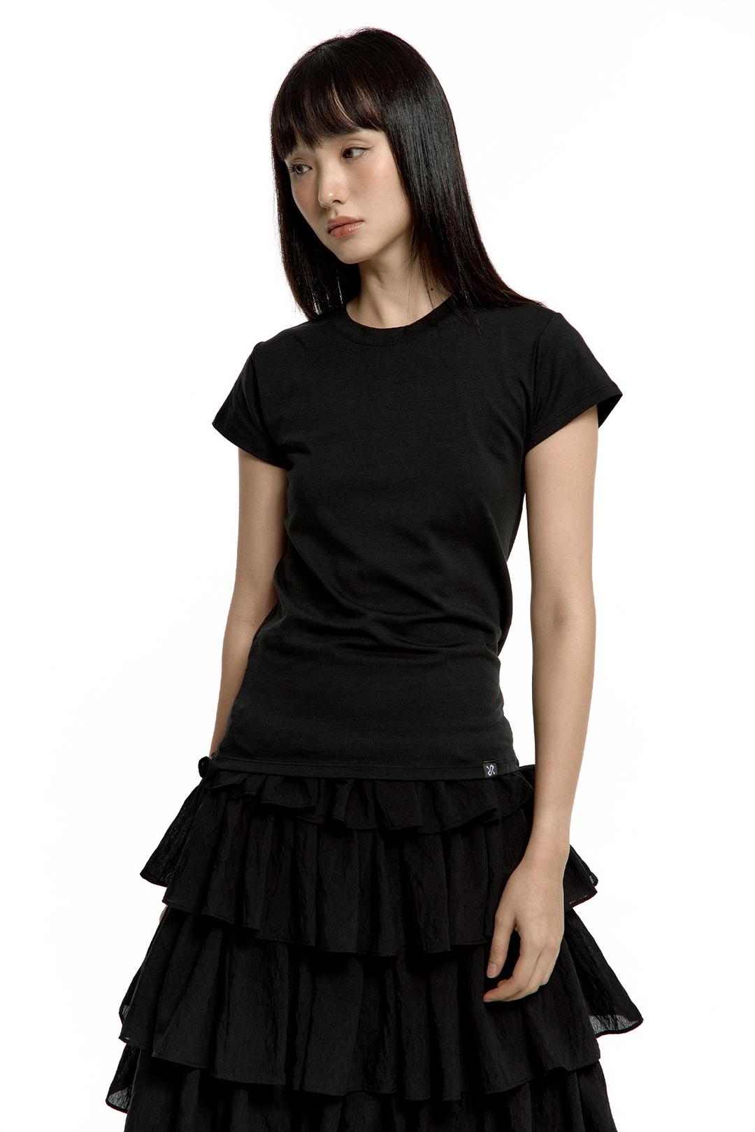 BASIC PLAIN T-SHIRT BLACK