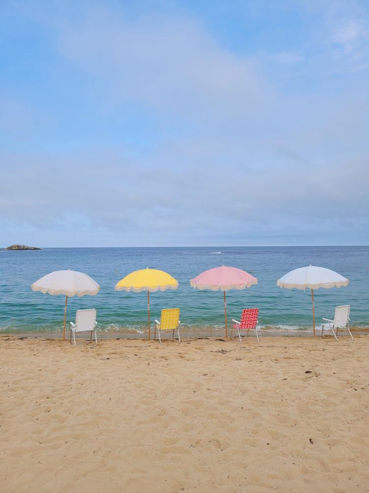 빈콜렉터 스트라이프 웨이브 접이식 비치  태슬 파라솔