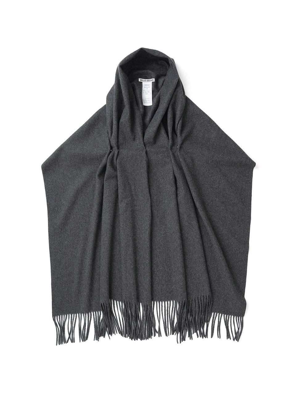 Three Way Double Snap Drape Muffler [Charcoal]