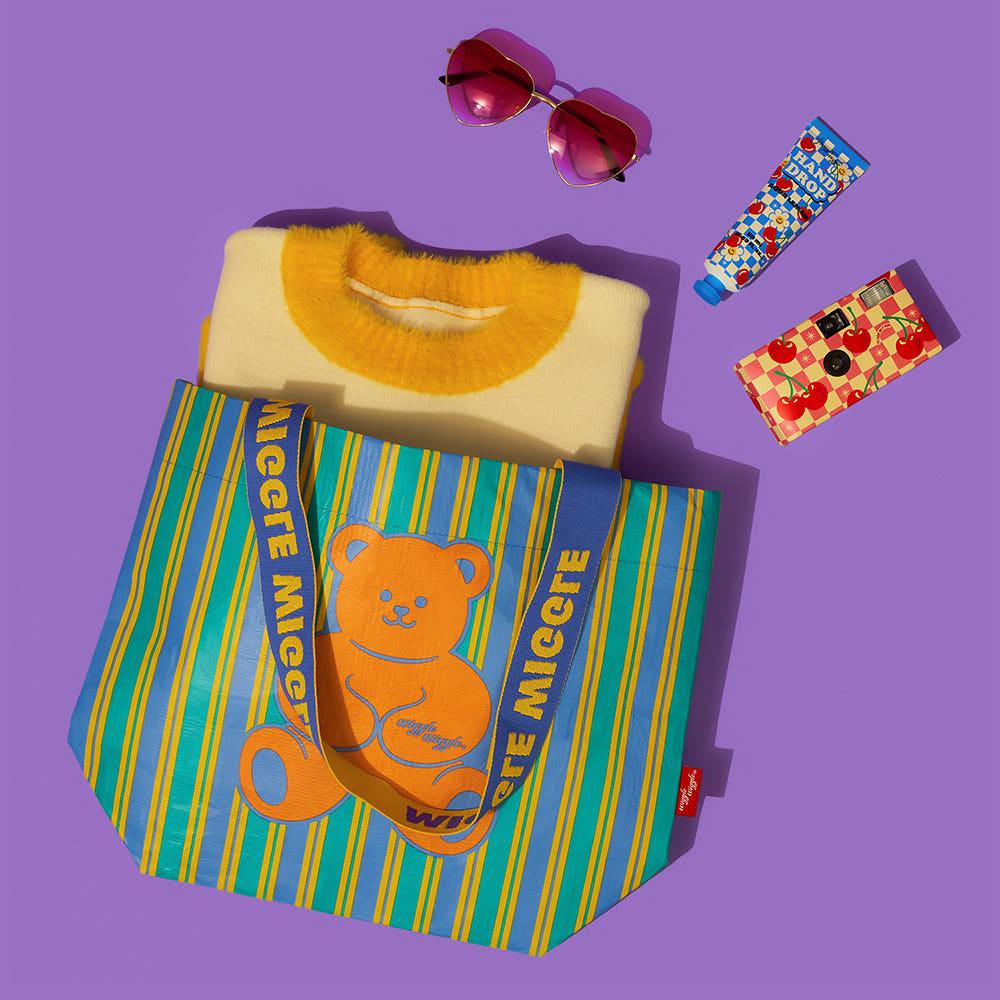 [위글위글] 타포린백 에코백 리유저블 쇼퍼백 (S) - Teddy Bear