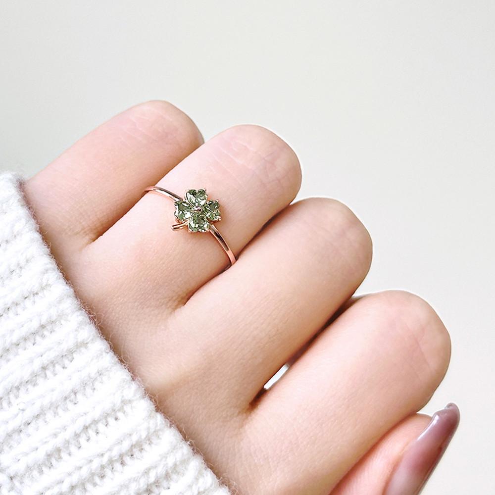 골드팡 14k 18k 딥그린네잎클로버 반지