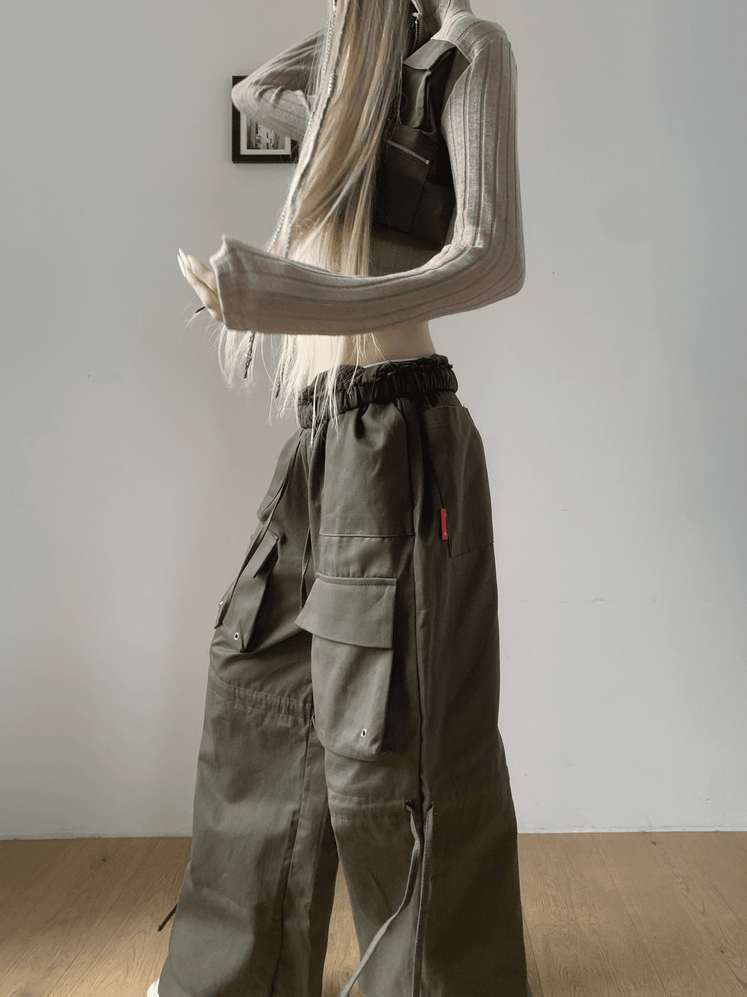 Lucart Shirring Cargo Work Pants (Khaki)