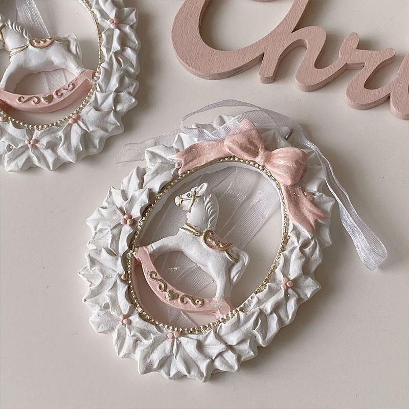 핑크 목마 크리스마스 오너먼트