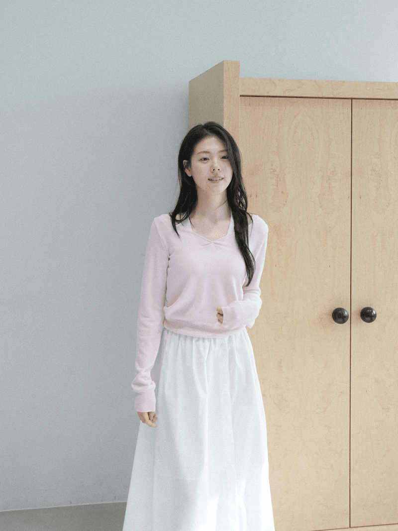 *예약 오더* [NouArté] 피오니 홀터넥 레이어드 니트 (블라썸 핑크)