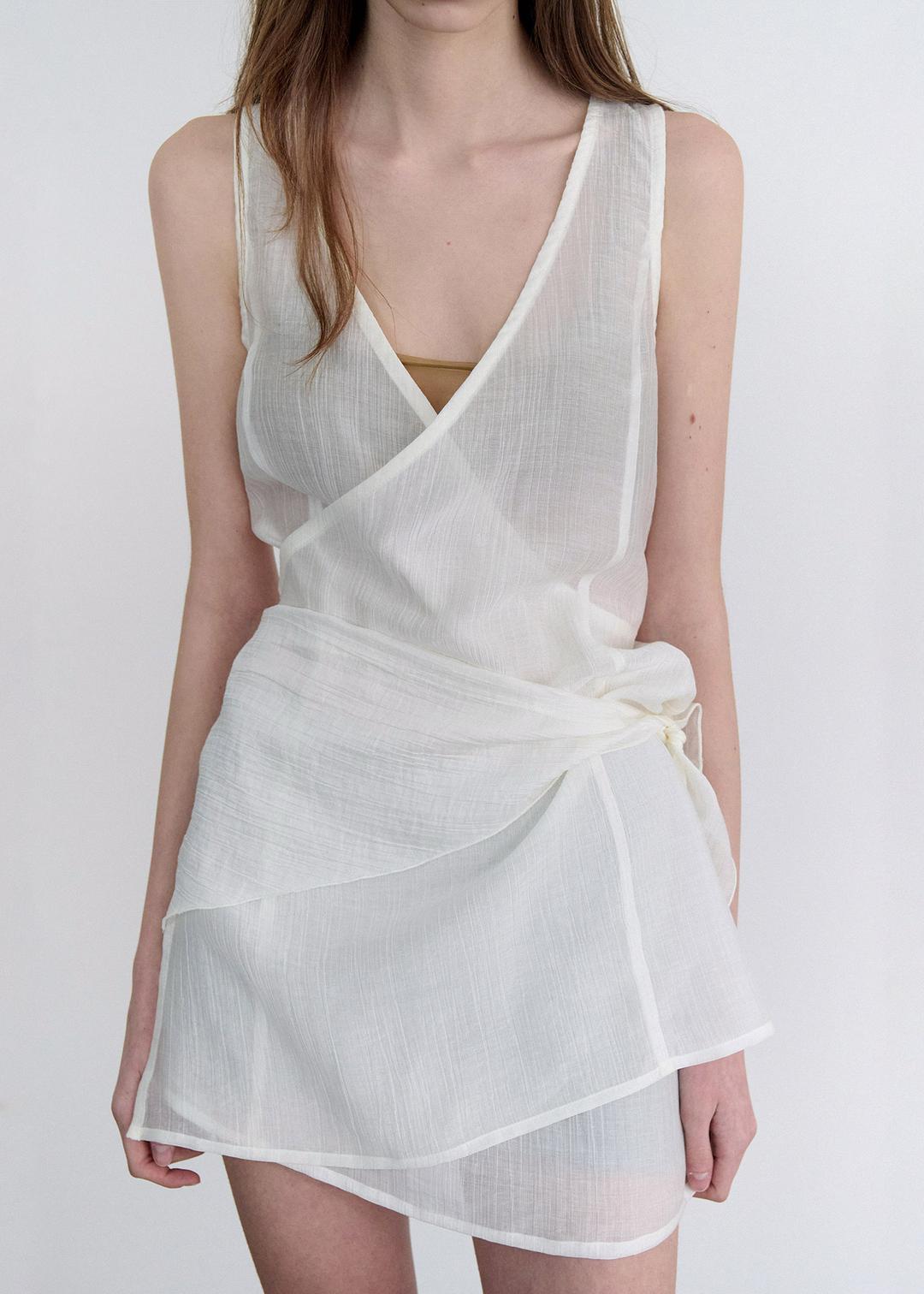 Scarf layered dress (ivory)