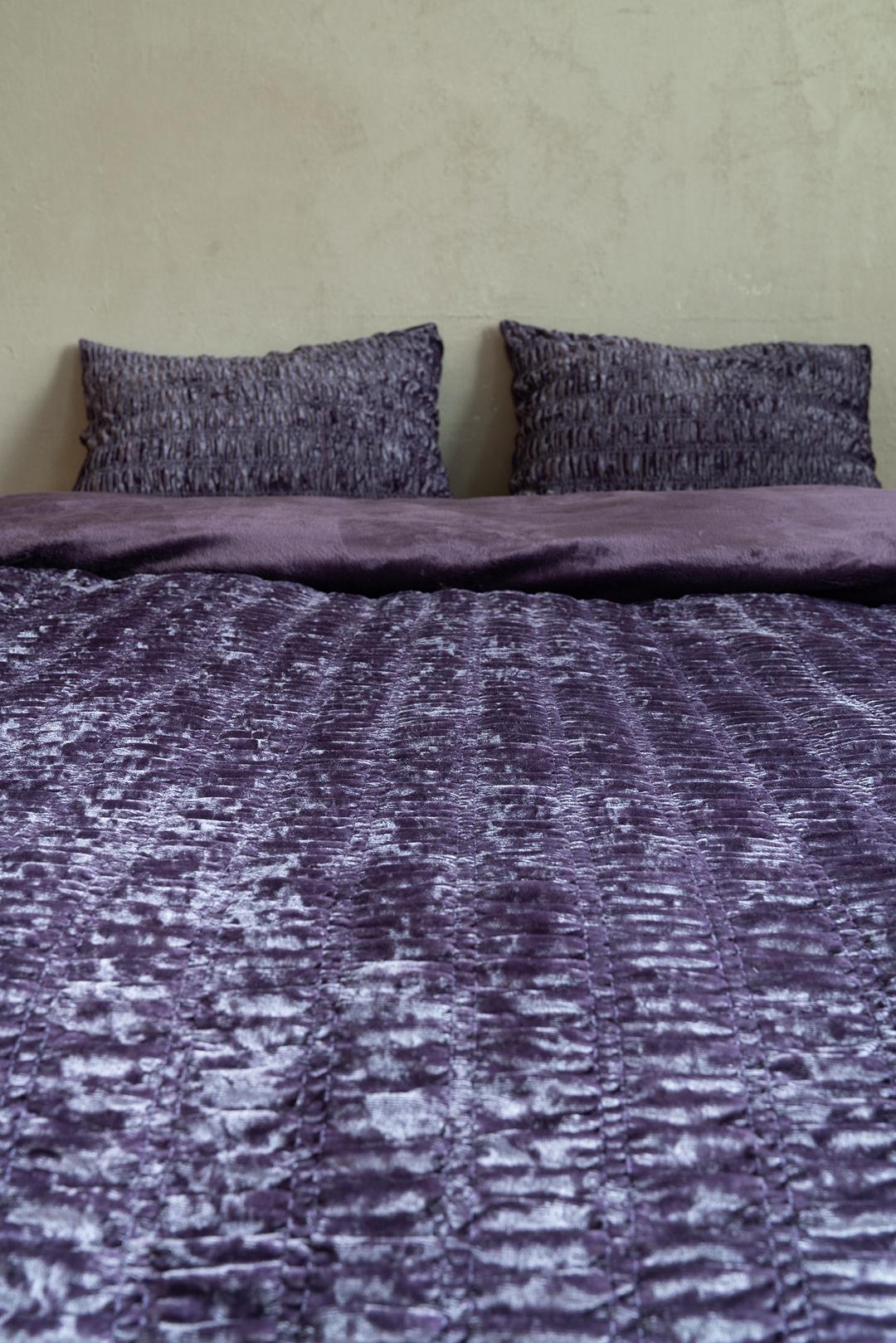 VELVET SHIRRING  DUVET COVER SETViolet