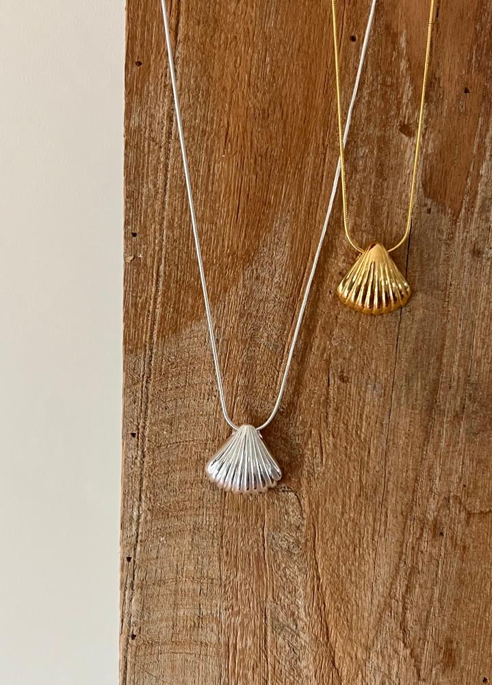 (크르와)실버925 멜링 조개 스네이크 체인 목걸이