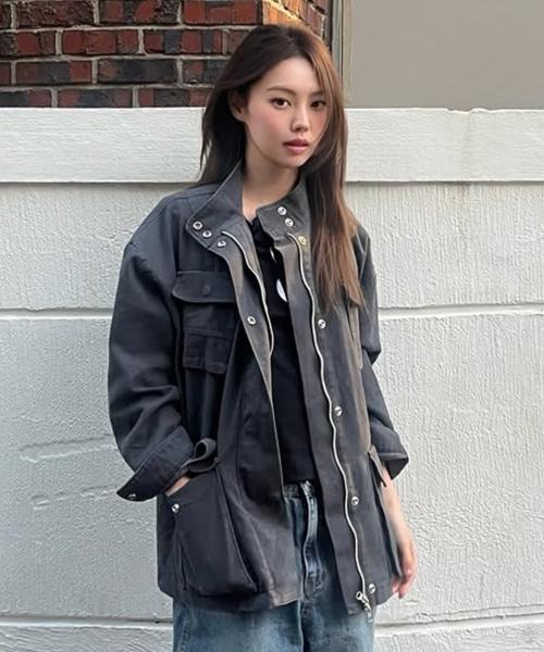 워시드 오버 코튼 필드 자켓 [charcoal]
