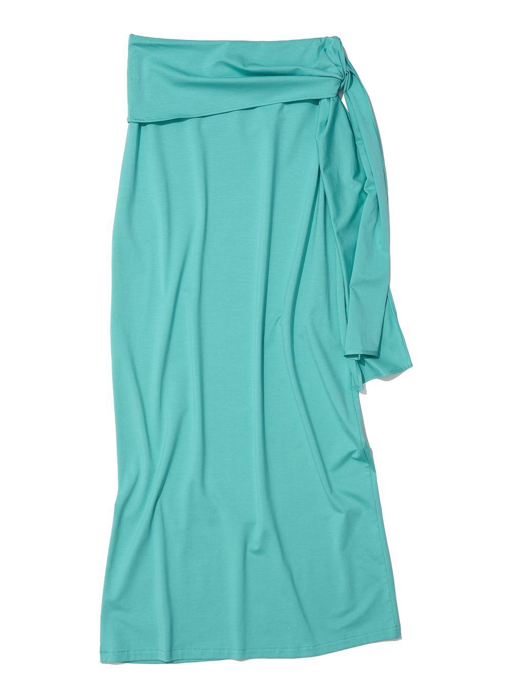 [WOMEN] PWC BOW-TIE WAIST JERSEY MAXI SKIRT_EMERALD
