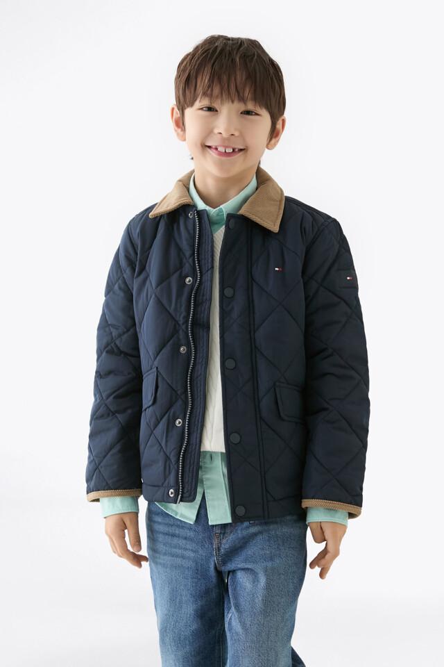 콘트라스트 칼라 퀼팅 재킷