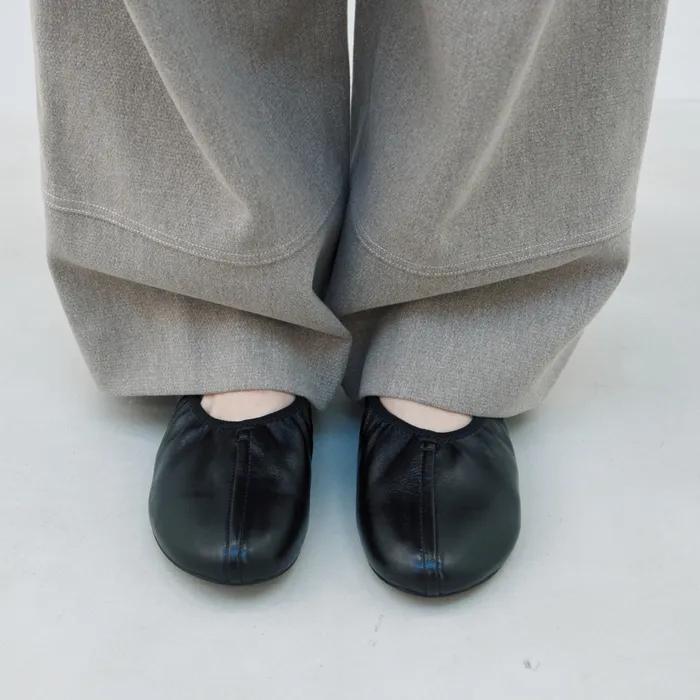 SHIRRING BALLET FLAT (SOFT BLACK)