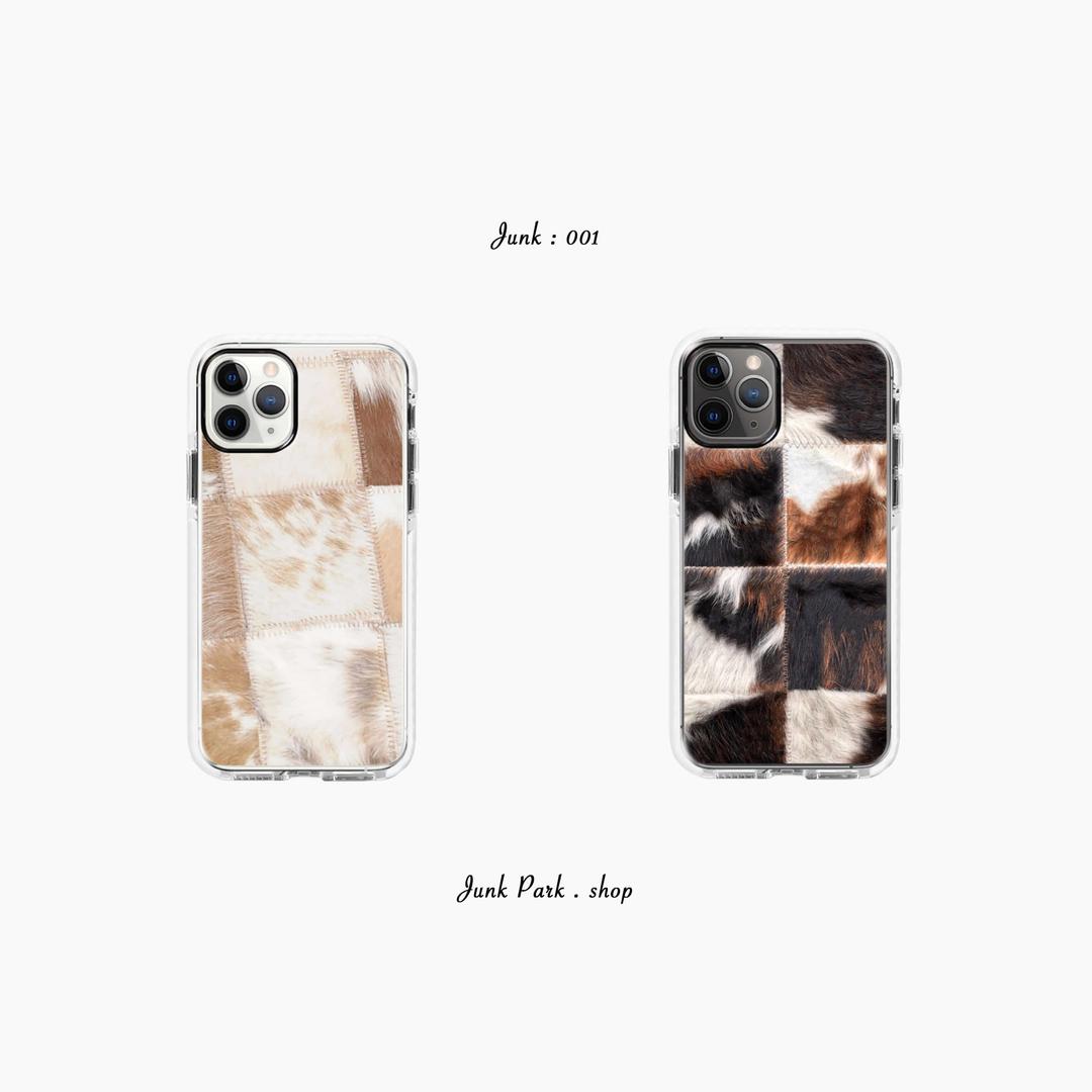 Cowhide-patch phone case : 001 iPhone