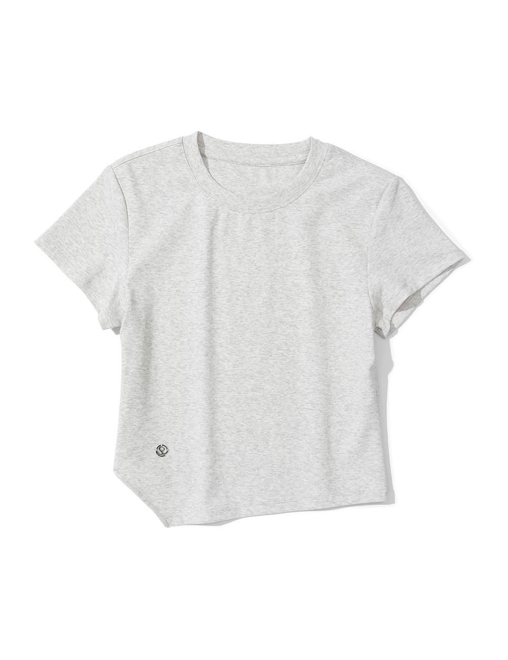 [MEGA]W. 오블리크 슬림핏 반팔 티셔츠 [W.MELANGE]_SEWTS005WHMELANGE