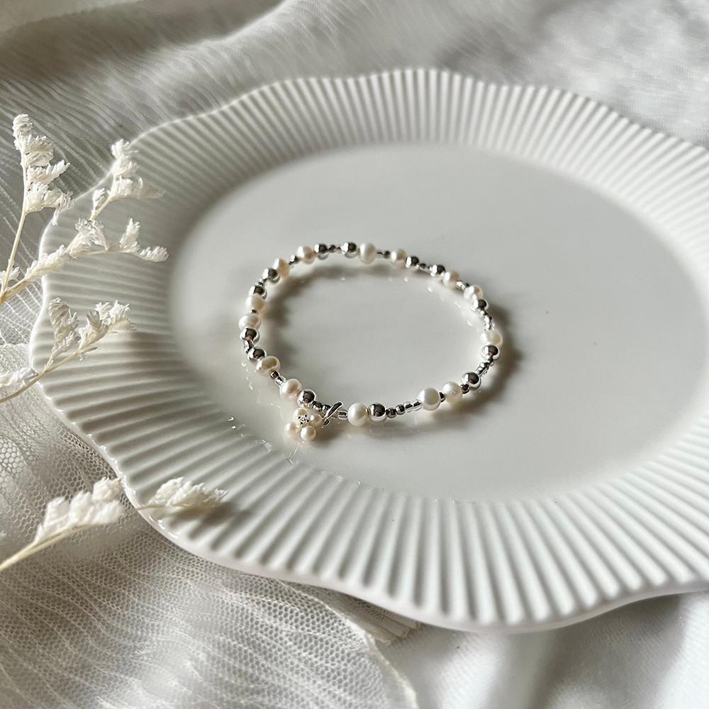 스텔라알 퓨어 진주 은볼믹스 1단 묵주팔찌 925silver
