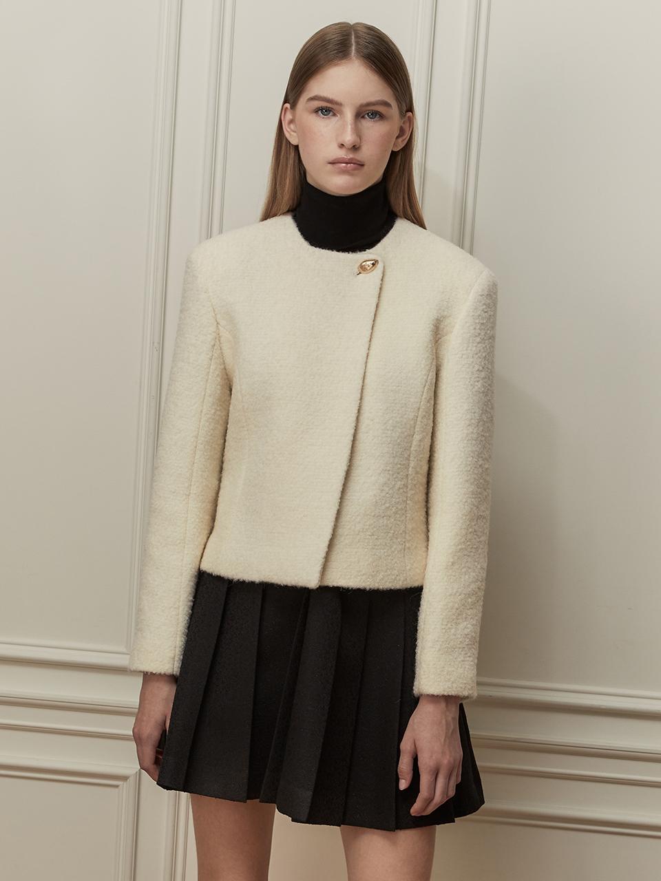 ASYMMETRIC WOOL JACKET IVORY