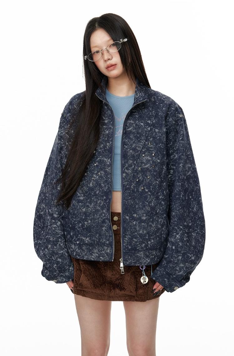 JIKOO Stud Flower Printed Twill Smart Jacket
