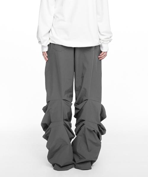 PINTUCK NYLON PANTS (UNISEX) CHARCOAL