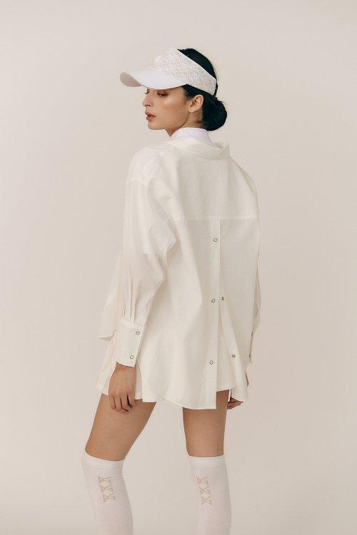 오버핏 뒤트임 바람막이 셔츠_WHITE