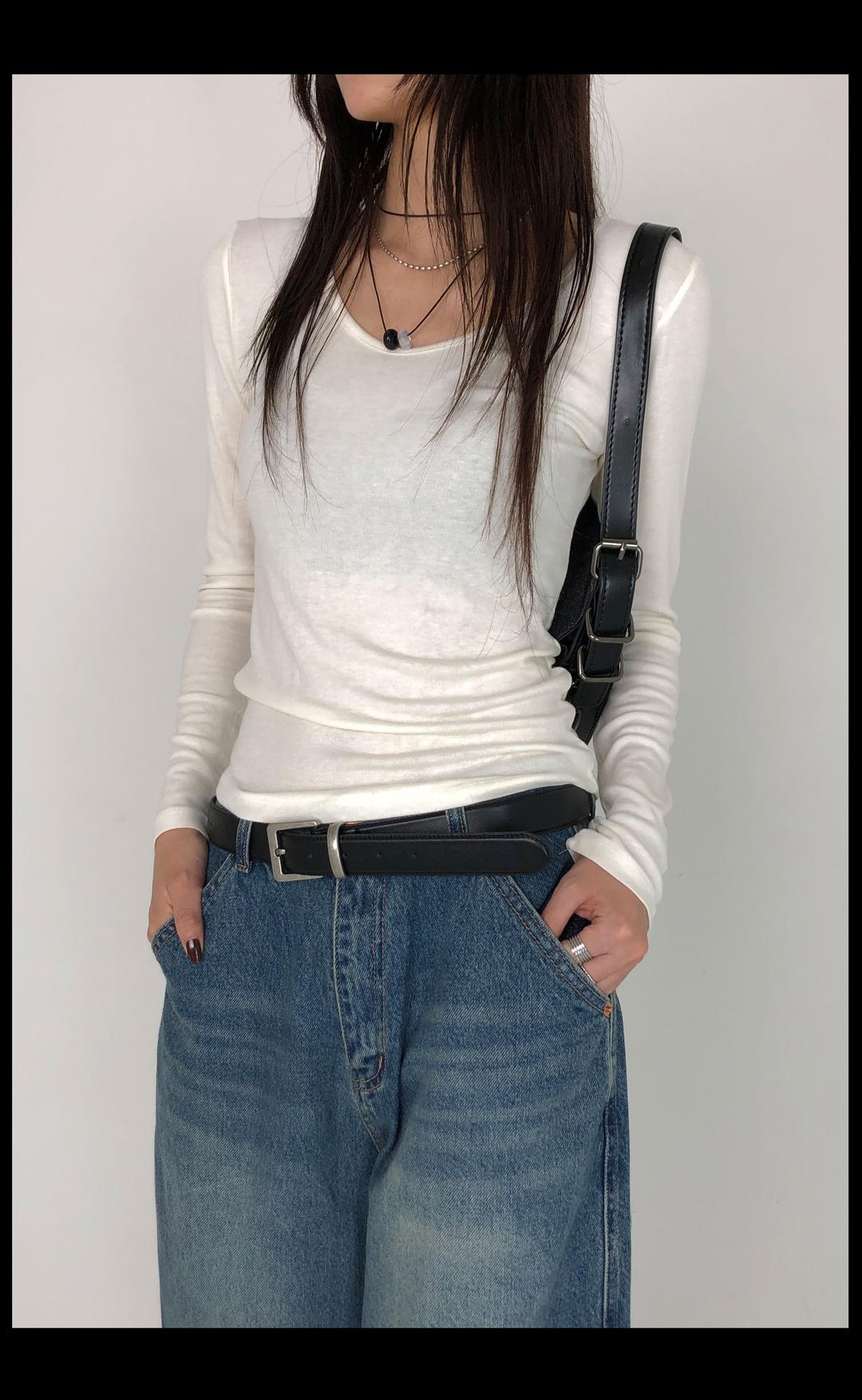 라잉 가을 레이어드 울 스판 긴팔 이너 티셔츠 -4 COLOR