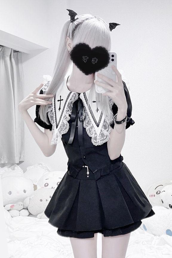 【MA*RS】【２点SET】クロス刺繍短丈セットアップ - BLK/BLK size-F-Ma*rs WebStore by LiLimPark