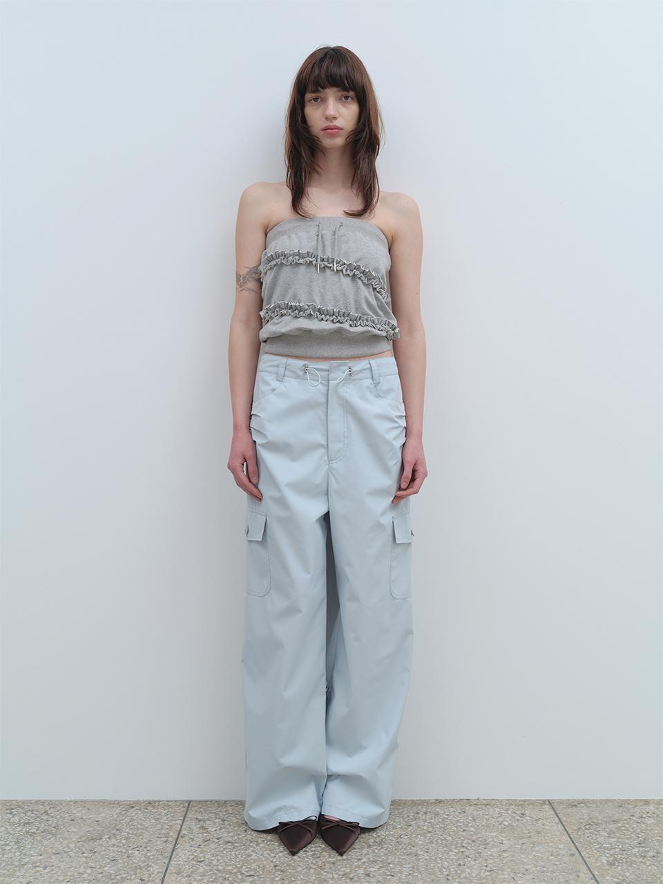 String Cargo Wide Pants [Sky Blue]