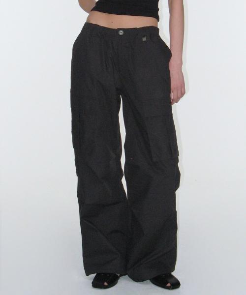 Parachute Cargo String Pants - Black