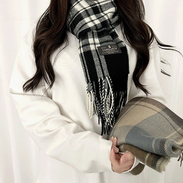 [귀마개증정]국산 울 체크 머플러 목도리 넥워머