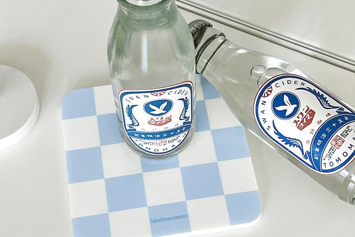 체커보드 블루 아크릴코스터