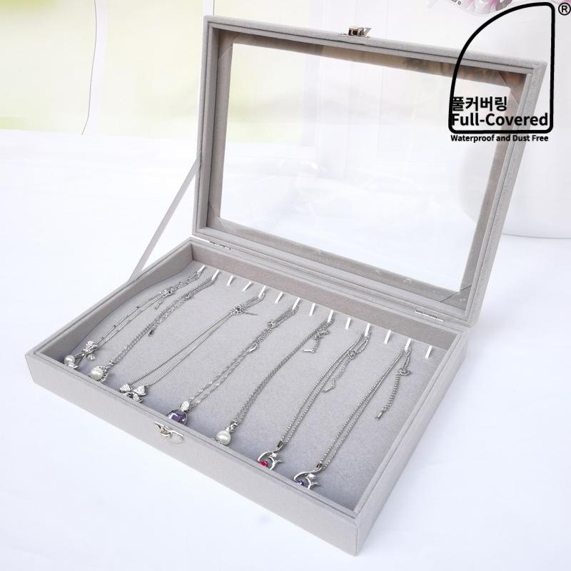 [당일출고]풀커버링 대형 칸칸벨벳 화장대 악세사리 보관함 보석함-목걸이칸