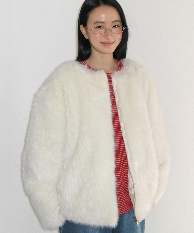 INNER POINTED FLUFFY FUR JACKET IVORY