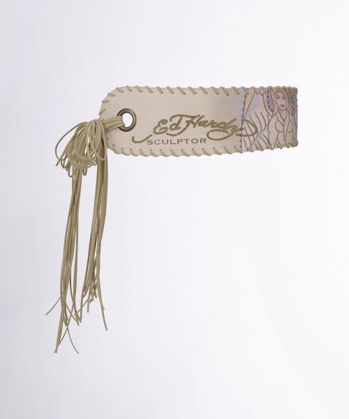 [Sculptor X Ed Hardy] Faux Leather Angel Belt Ivory