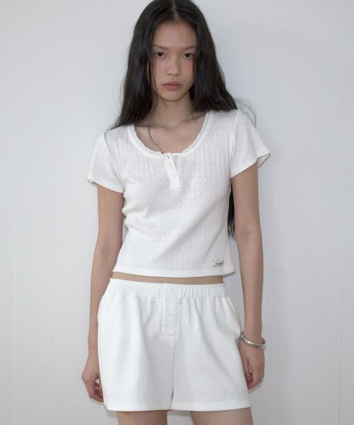 BUTTON EYELET T-SHIRT_IVORY