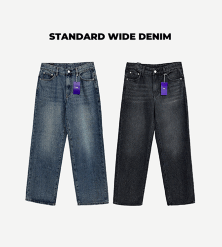 기획 스탠다드 와이드 데님 팬츠 (2color)