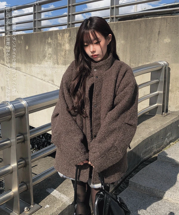 [2온스누빔/more퀄리티✨] 르벵 부클 하이넥 누빔 하프 코트 (3color)