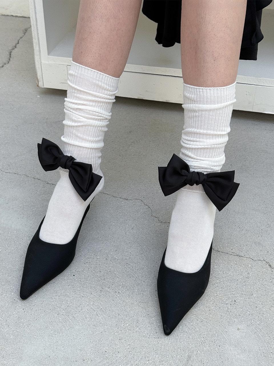 RIBBON POINT SOCKS_WHITE SO013