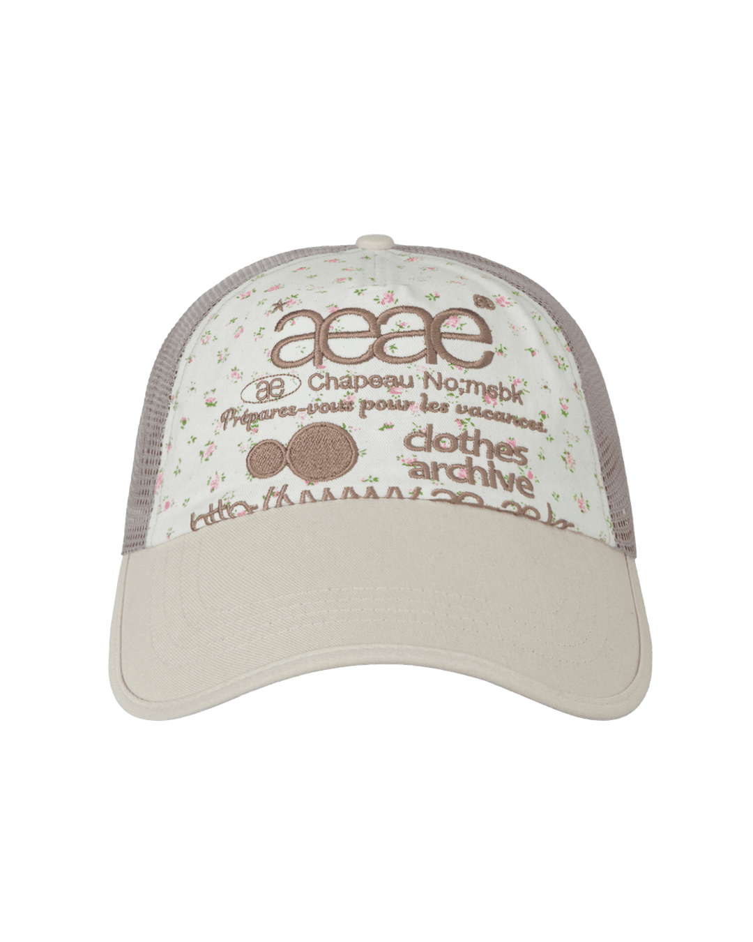 WEB LOGO FLOWER MESH CAP [WHITE/BEIGE]