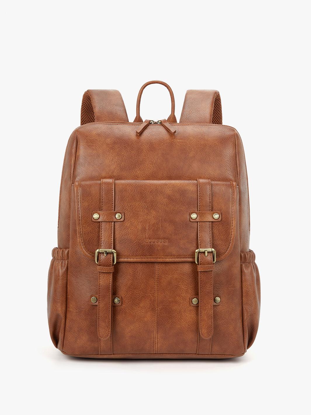 Scarlett Flip Zipper Vegan 15.6-Inch Backpack - Rust Brown