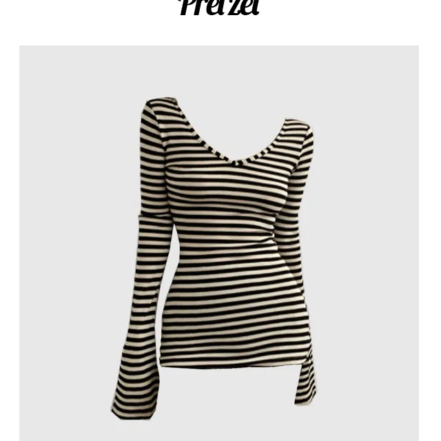 베이커 스트라이프 슬림 롱 긴팔