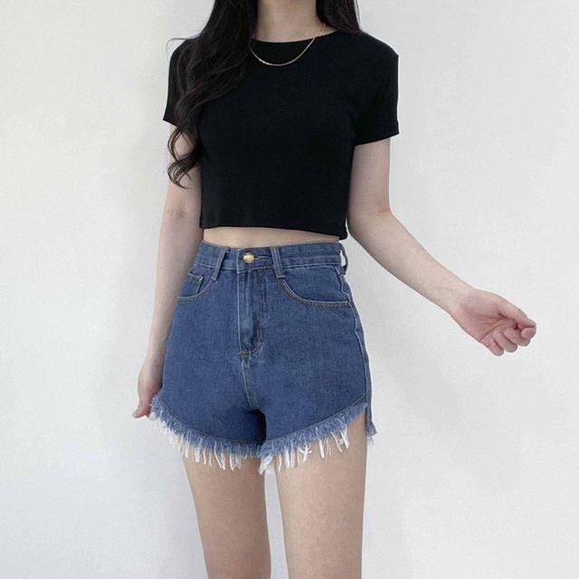 [컷팅 언발 숏팬츠] 청반바지 연청반바지 진청반바지 흰색반바지 검정반바지 연청숏팬츠 진청숏팬츠 화이트숏팬츠 블랙숏팬츠 반바지 컷팅숏팬츠 언발숏팬츠 데미지숏팬츠 컷팅반바지 언발반바지_핑크선셋2