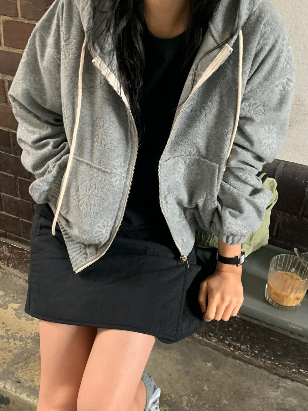grey flower terry zip-up / 5차