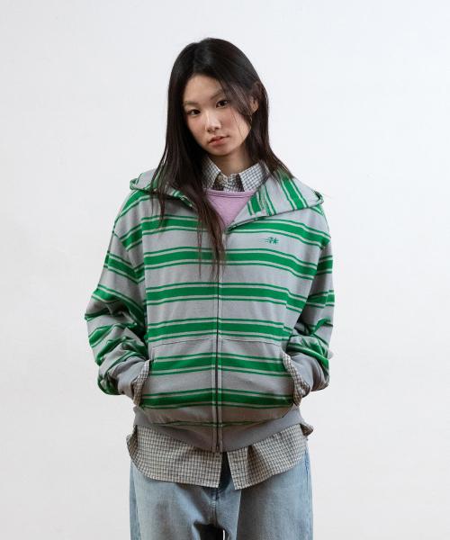 MULTI STRIPE 3STAR HOODIE ZIP UP_GREY(NG2GSUM494A)