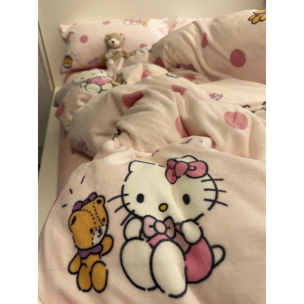 헬로키티 이불 세트 침구 커버 싱글 겨울 극세사
