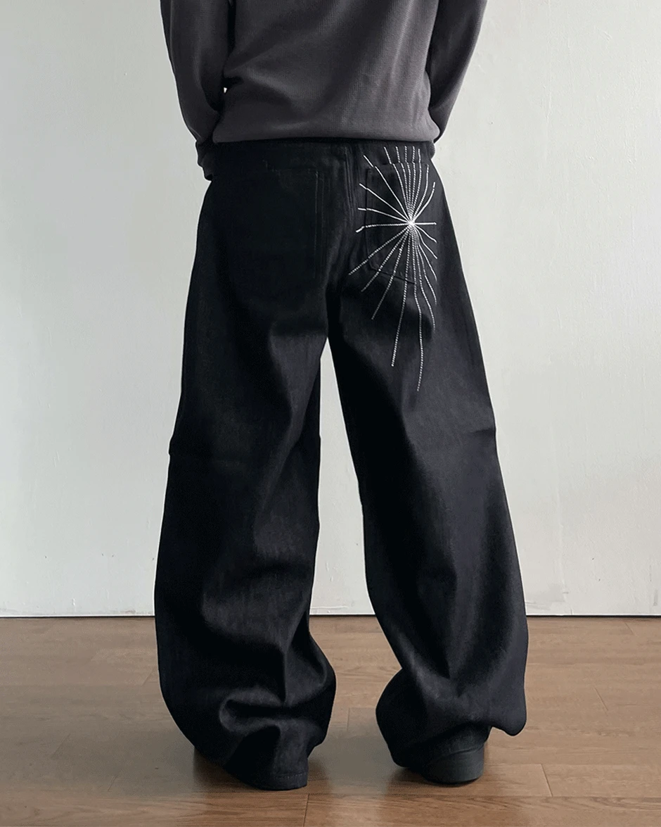 스파크 자수 데님 팬츠 2C