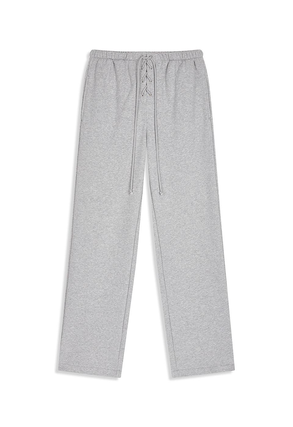LACE UP LOUNGE PANTS, GRAY