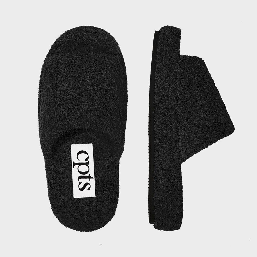 HODGEHOG TERRY TOWELING SLIDES_ROOM SHOES_BLACK