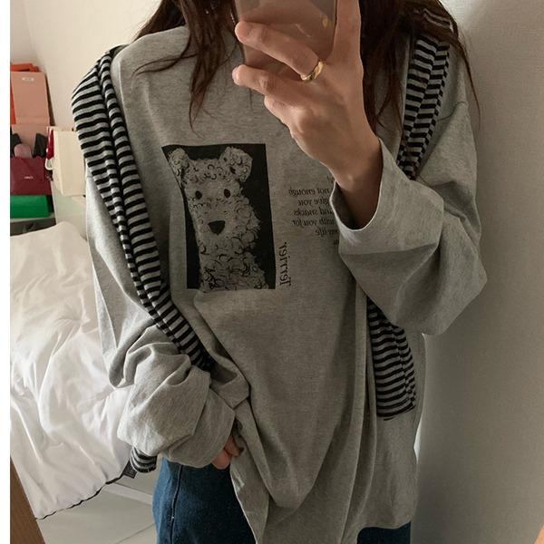 (멜란지 당일) sale 피버 베이비멍긴팔티셔츠/퍼피나염루즈핏티