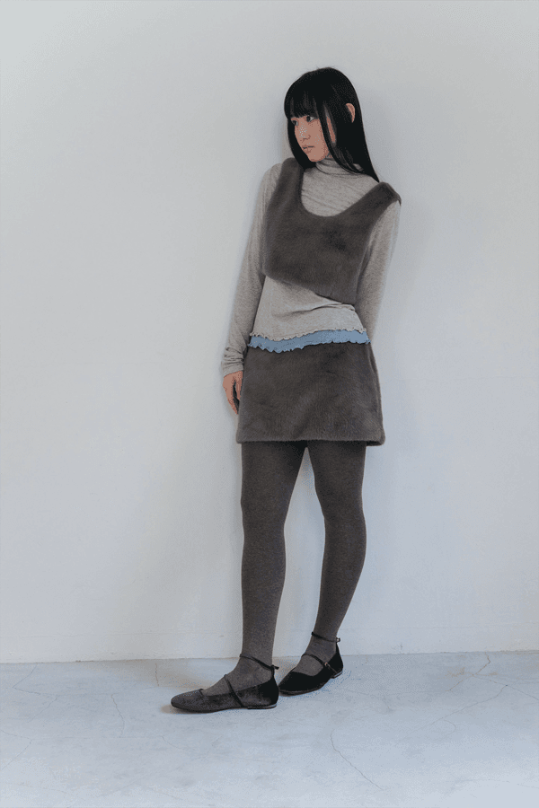 [PEEP] Essential A-Line Fur Mini Skirt