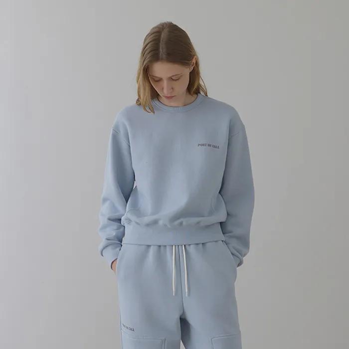 flocking logo sweatshirts[기모]_soft blue